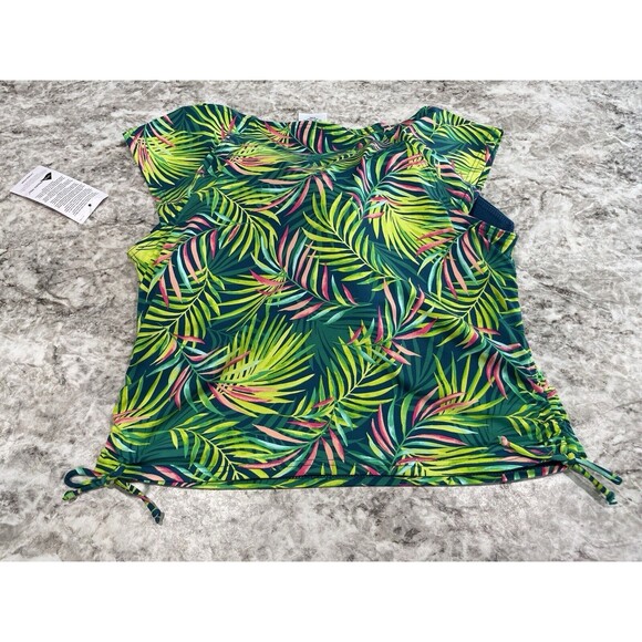 NEW Lands End 8 DD Tropical Palm High Neck Tankini SWIM TOP Built In Bra NWT - Picture 2 of 6